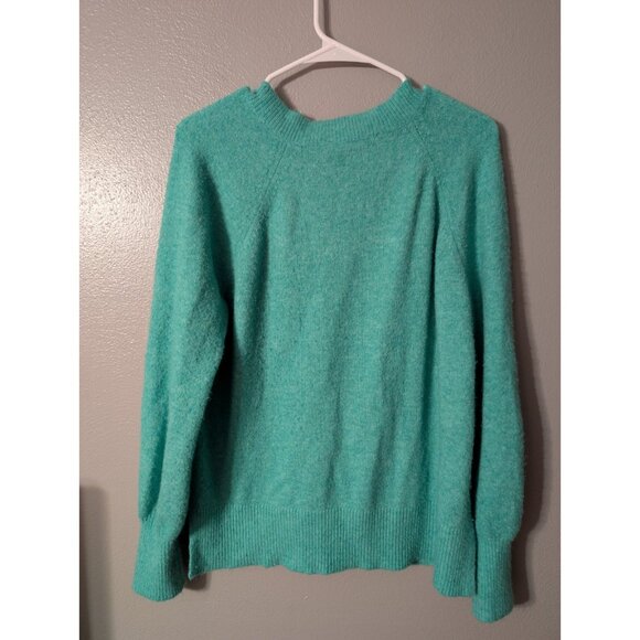LOFT Women’s Teal Green V-Neck Sweater Size M Acrylic Blend Soft Knit Pullover - Picture 4 of 5
